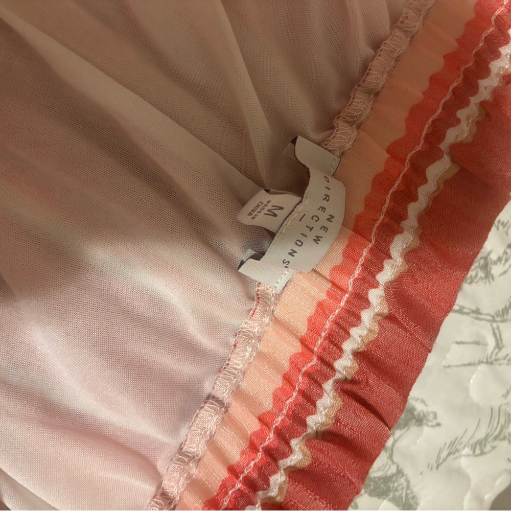 New Directions sz Medium coral pink white Palazzo pants wide leg elastic waist - Picture 4 of 11
